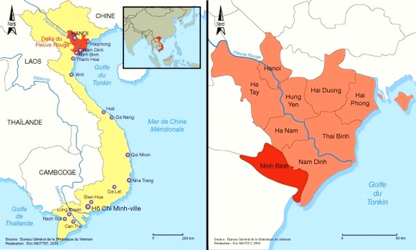 19 provinces du Nord Vietnam et les provinces du delta du fleuve rouge Vietnam