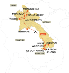 Distances et Temps de route entre les villes du Laos