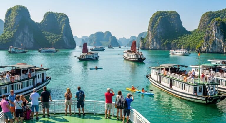 Croisière baie d'Halong Vietnam, paysages spectaculaires, tours en bateau, nature, tourisme Vietnam.