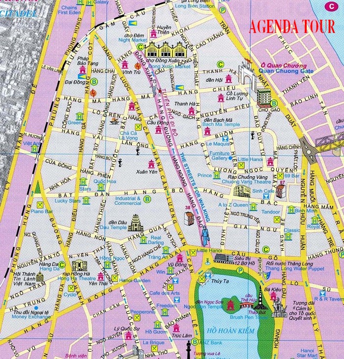 Carte vieux quartiers Hanoi